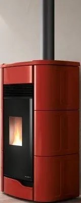 Palazzetti Anna 12 US Stufa A Pellet Ermetica ad aria con uscita fumi superiore in ceramica Rosso