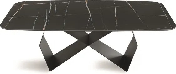 Tavolo fisso 210 cm KARL base metallo Nero e piano effetto marmo Sahara Noir