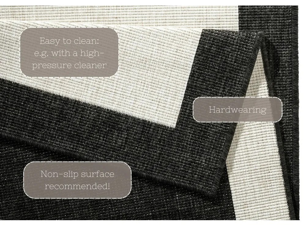 Tappeto da esterno nero e crema , 80 x 350 cm Panama - NORTHRUGS