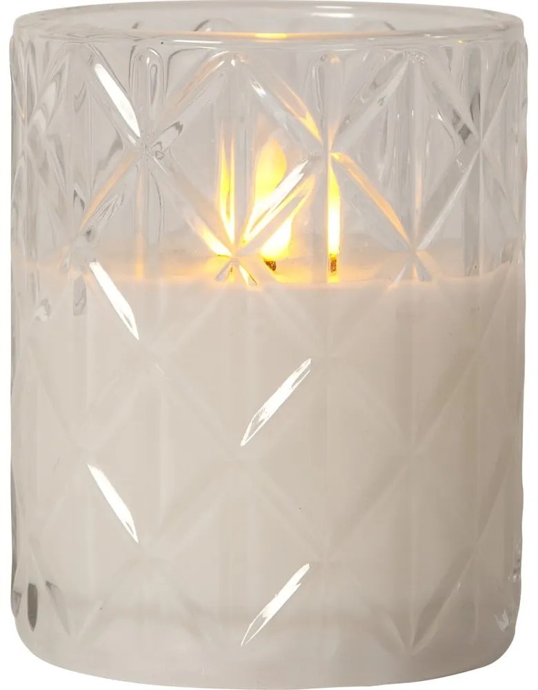 Candela di cera a LED bianca in vetro, altezza 12,5 cm Flamme Romb - Star Trading