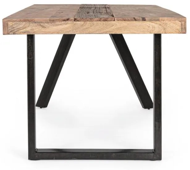 Tavolo MANCHESTER in legno di mango e gambe in acciaio nero, 160×90 cm