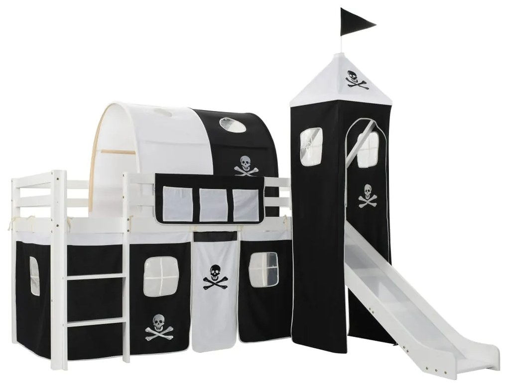 Letto A Castello Per Bambini Scivolo E Scala İn Pino 97x208cm /