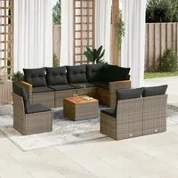 Set Divano da Giardino 9 pz con Cuscini Grigio in Polyrattancod mxl 114100