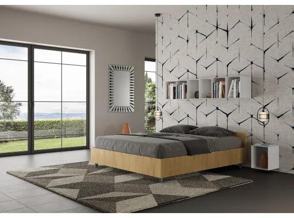 Letto matrimoniale contenitore 160x190 quercia Nuamo