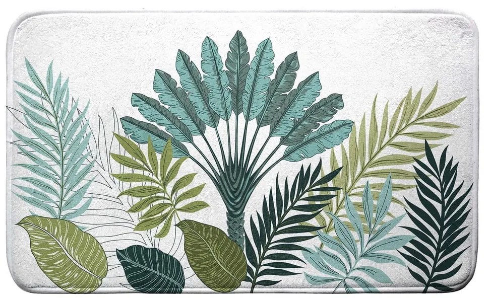 Tappetino per il bagno bianco/verde 45x75 cm Panazio – douceur d'intérieur