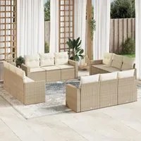 Set Divani da Giardino 12 pz con Cuscini Beige in Polyrattan 3218758