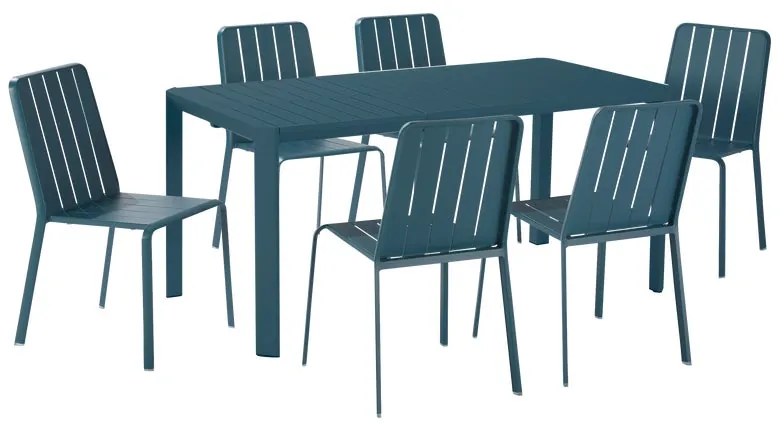 Set tavolo e sedie Idaho NATERIAL in alluminio blu per 6 persone