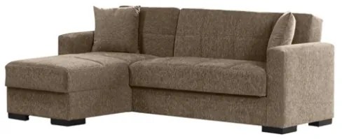 Divano Letto Contenitore Angolare In Tessuto Con Braccioli Merlin Beige