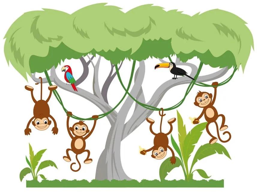 Adesivo murale Scimmie allegre sull'albero 70 x 52 cm