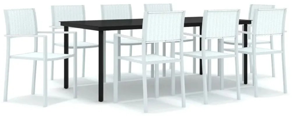 Set da pranzo da giardino 9 pz bianco