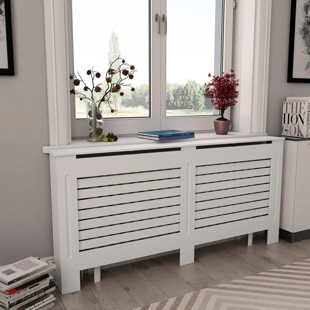 Coperture Per Radiatori 2 Pz Bianche 172x19x81,5 Cm İn Mdf /