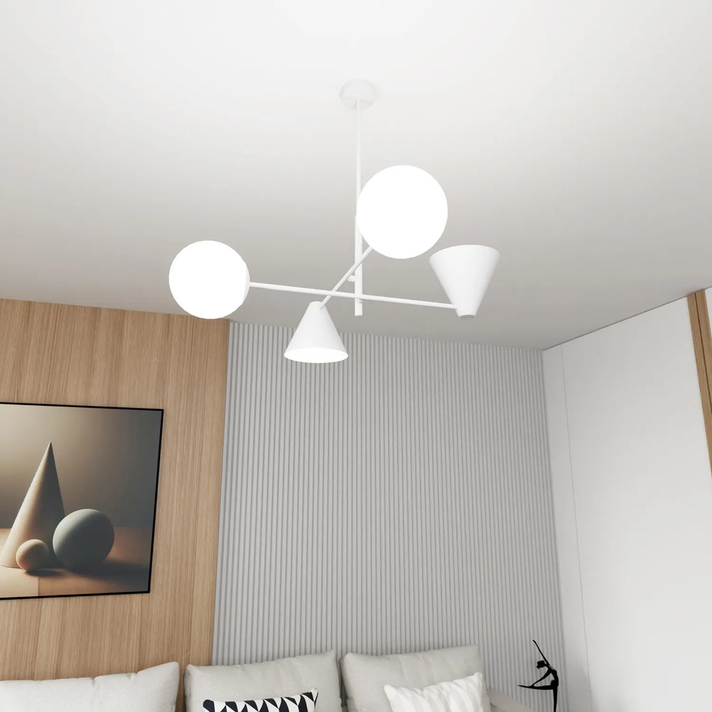 Plafoniera Moderna Industrial Njord 4 Luci Bianco
