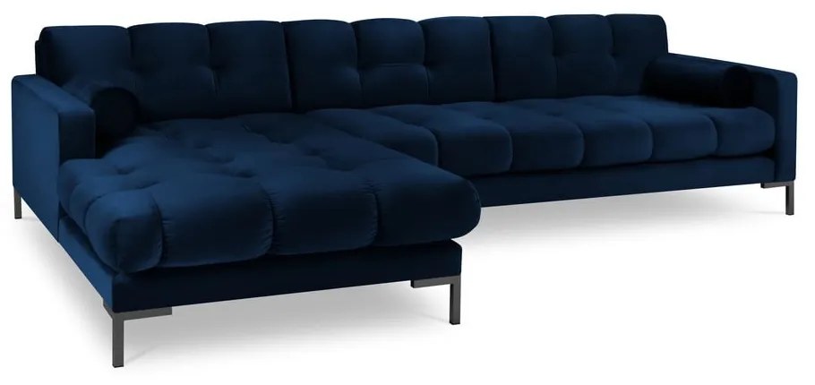 Divano angolare in velluto blu scuro, angolo sinistro Bali - Cosmopolitan Design