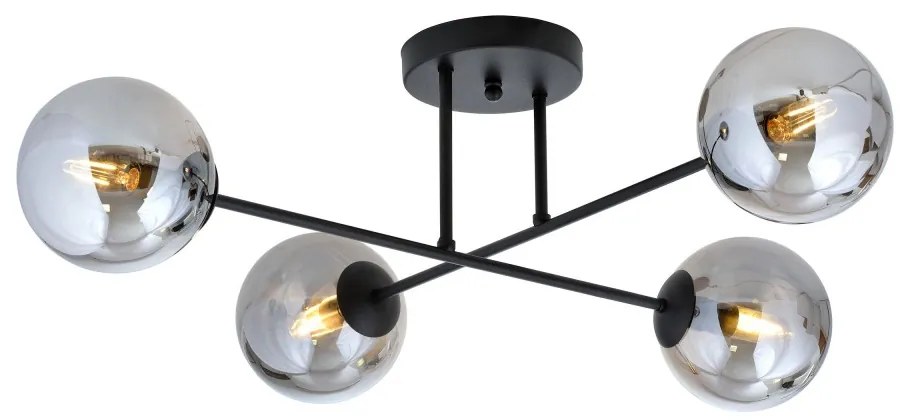 Lampadario da Soffitto in Acciaio ROMA 4 Nero 4xE14 Colore del corpo Grafite