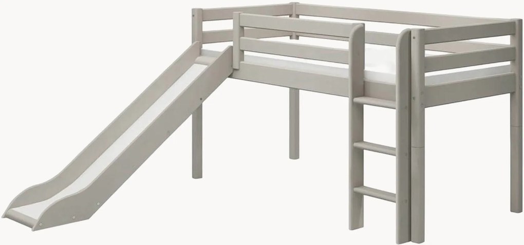 Letto alto per bambini in legno di pino con scivolo