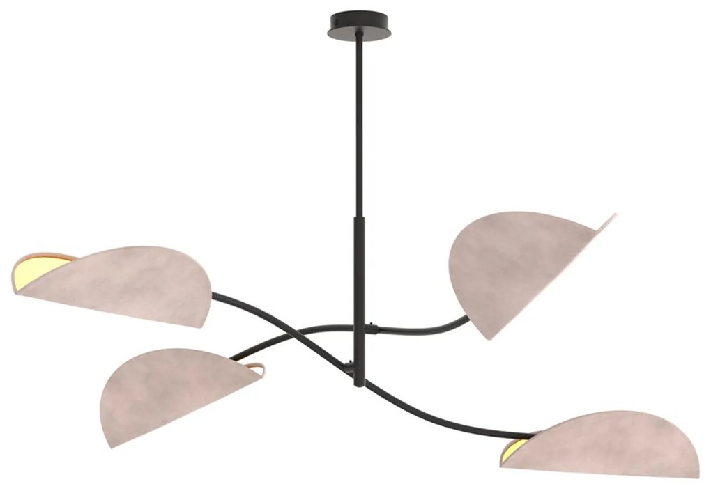 Plafoniera Moderna Ares Acciaio Nero Grigio 4 Luci E14 Ip20