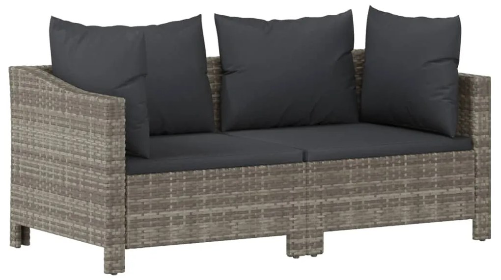 Set divani da giardino 3 pz con cuscini in polyrattan grigio