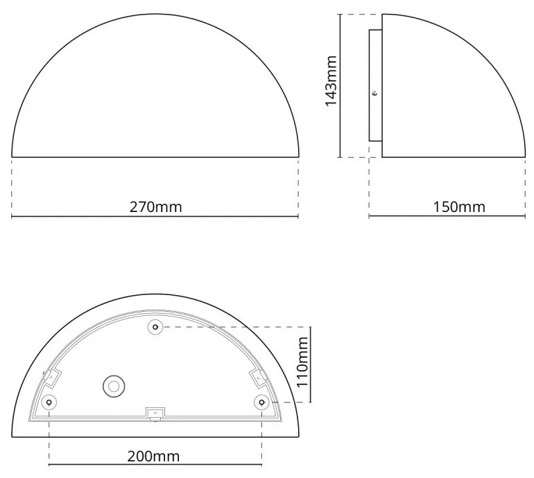 Applique Curva Monodirezionale con base E27, IP54 Corten - Serie BRINA Base E27