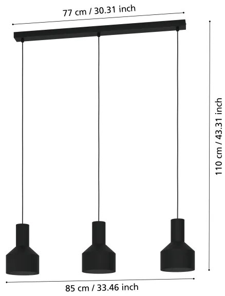 Eglo 99552 - Lampadario su corda CASIBARE 3xE27/40W/230V
