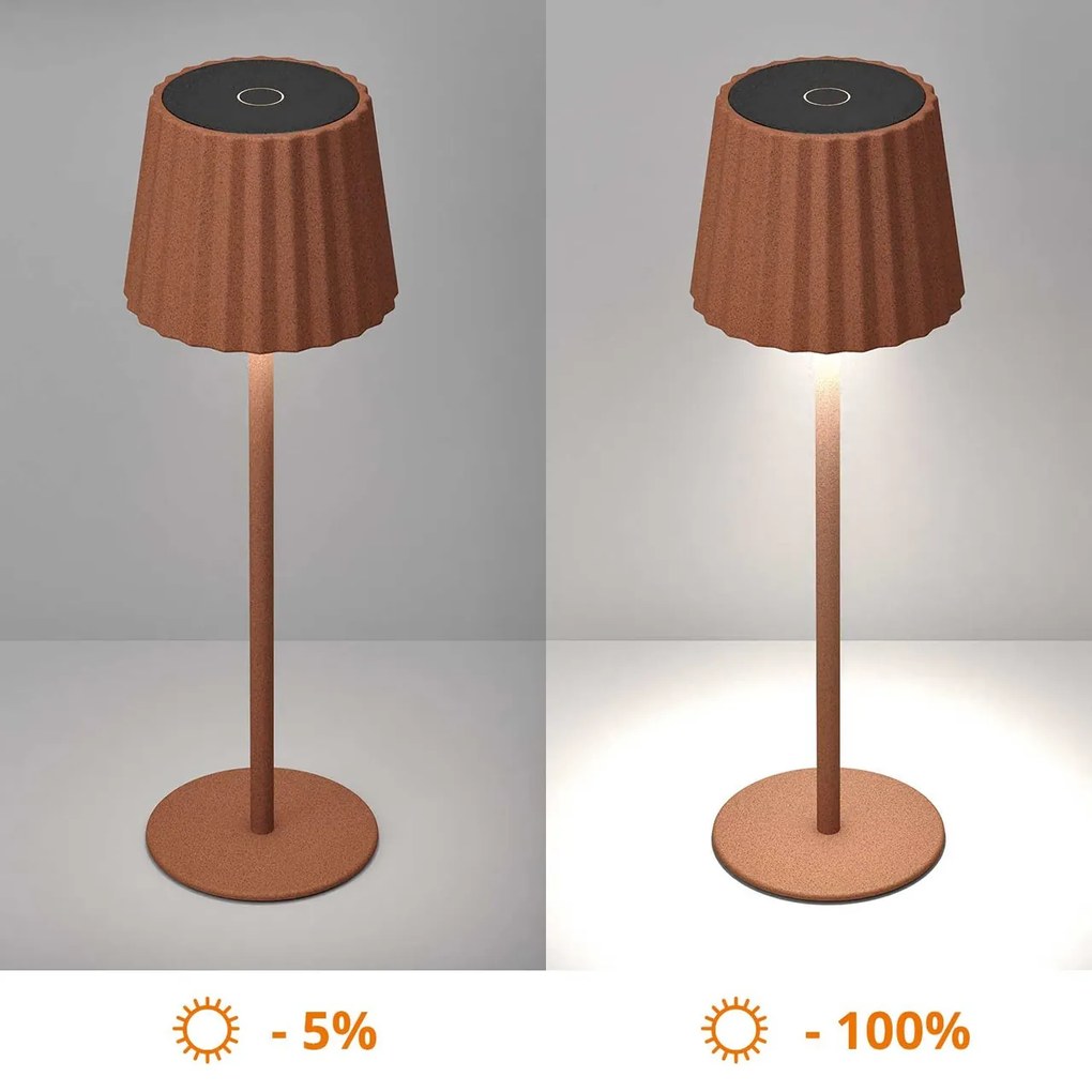 Lampada da Tavolo Ricaricabile 2.2W IP54 CCT Dimmerabile - Corten Rigato