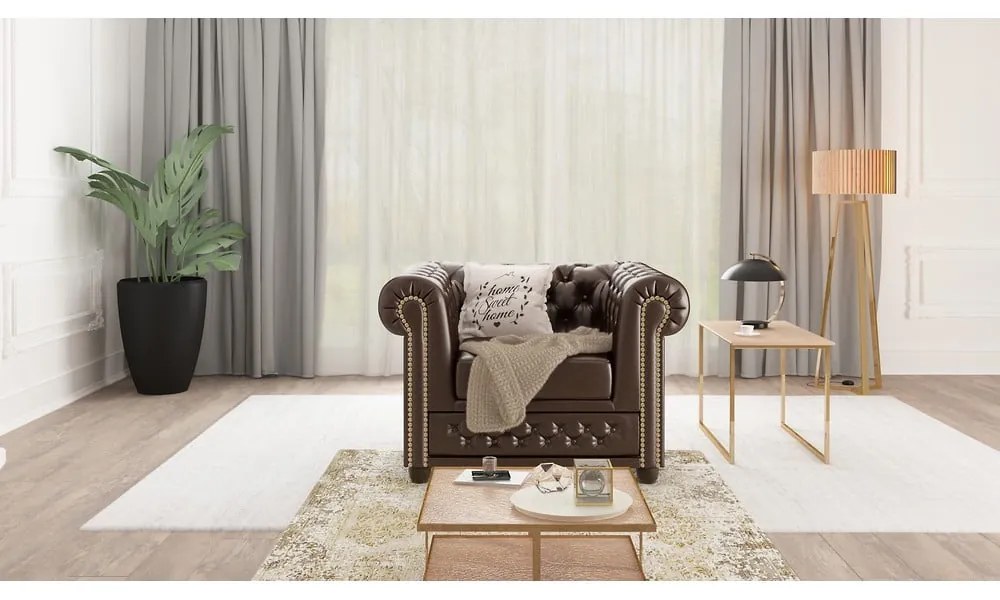 Poltrona in similpelle marrone scuro York - Ropez