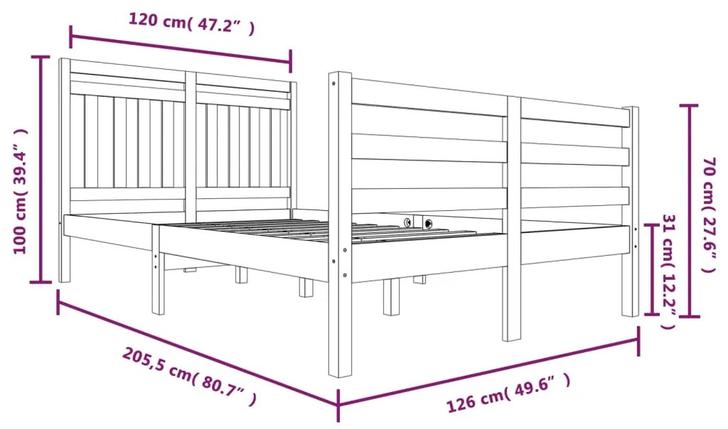 Giroletto Bianco in Legno Massello 120x200 cm