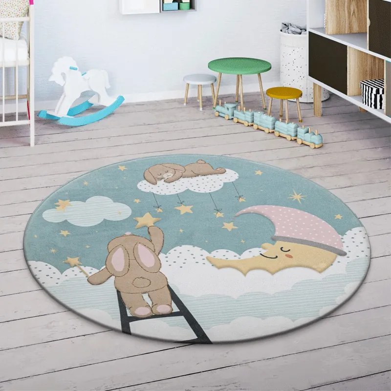 Tappeto cameretta per Bambini Good Night  Colore Multicolor, Dimensioni cm 120 tondo