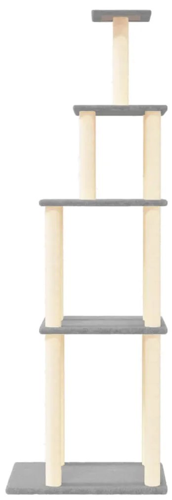 Albero per gatti con tiragraffi in sisal grigio chiaro 183 cm