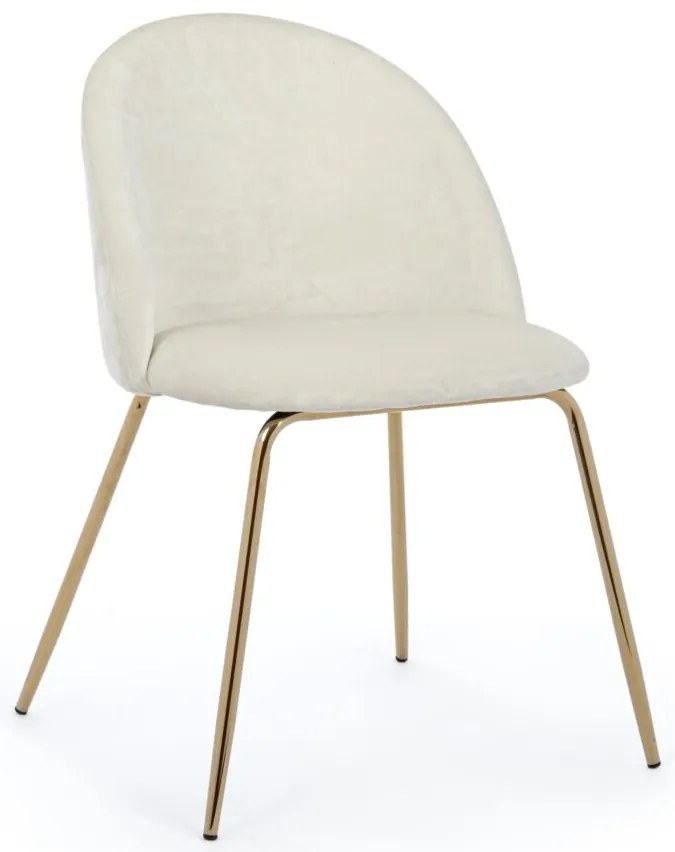 Set di 4 sedie TANYA in velluto bianco e base oro