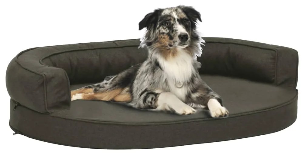 Materasso Ergonomico Per Cani 75x53cm Effetto Lino Grigio Scuro /