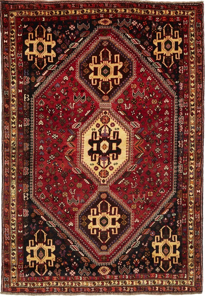 Shiraz Tappeto persiano 180 x 250 Rosso (Iran) Annodato A Mano