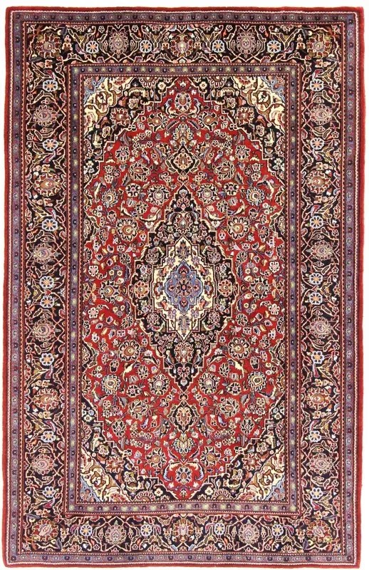 Kashan Tappeto persiano 140x220 Rosso (Iran) Annodato A Mano