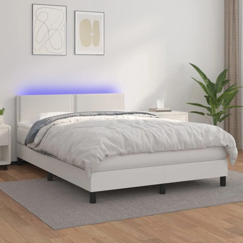 Giroletto Molle Con Materasso E Led Bianco 140x190cm Similpelle /
