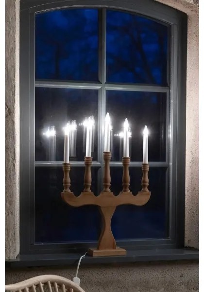 Markslöjd 706279 - Candelabro natalizio SVANEHOLM 5xE10/3W/230V pino/beige