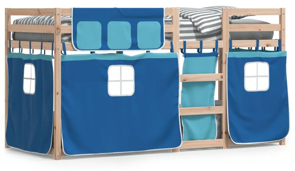 Letto A Castello Senza Materasso Blu 90x200cm Massello Pino /