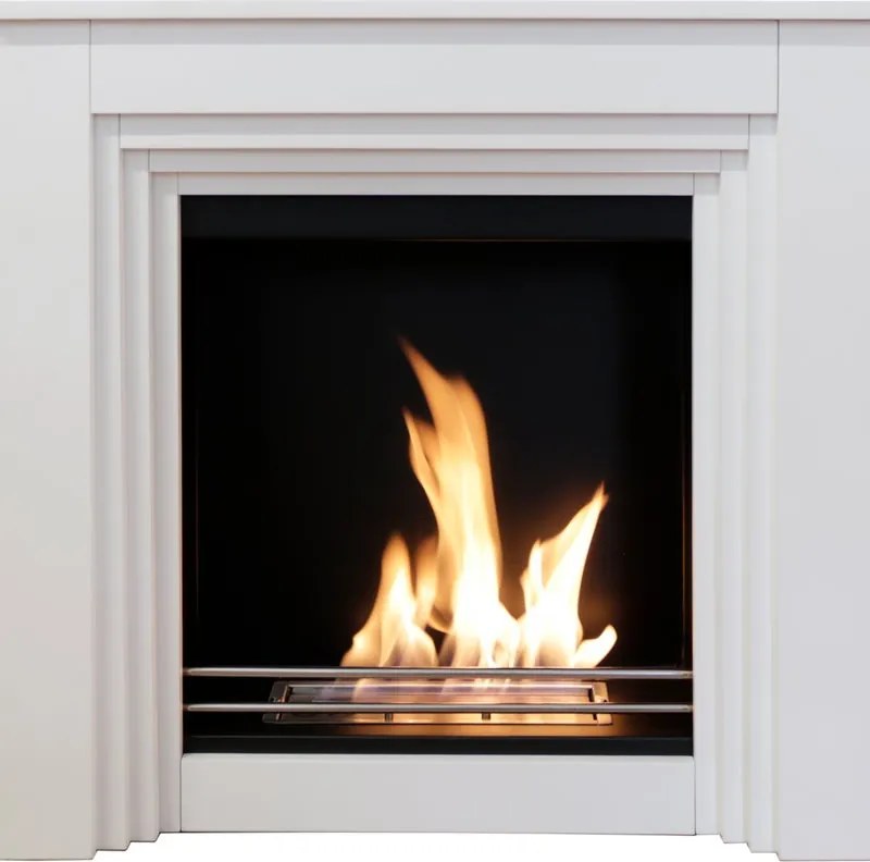 Caminetto a bioetanolo da pavimento 2KW in acciaio bianco RUBY mod. Falcade