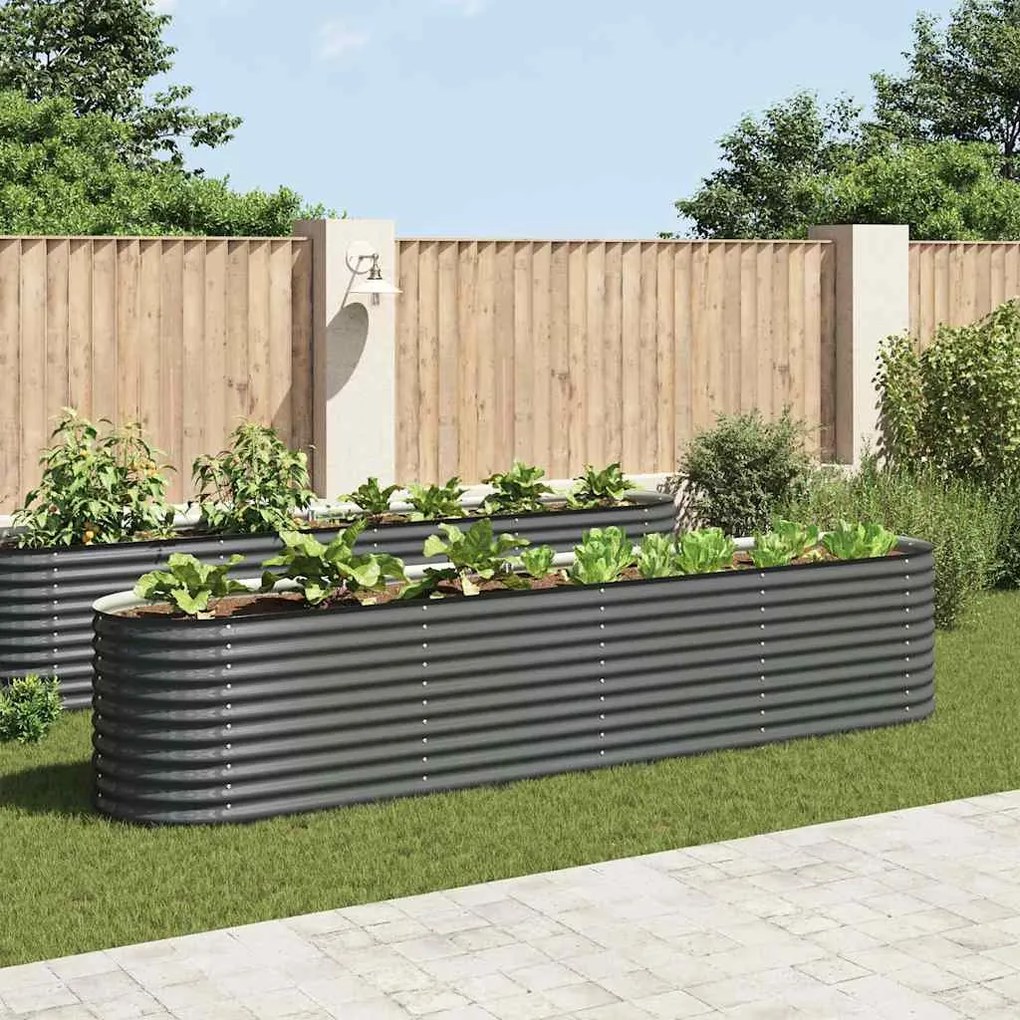 Letto Rialzato Giardino 400x80x81 Cm İn Acciaio Zincato Grigio /