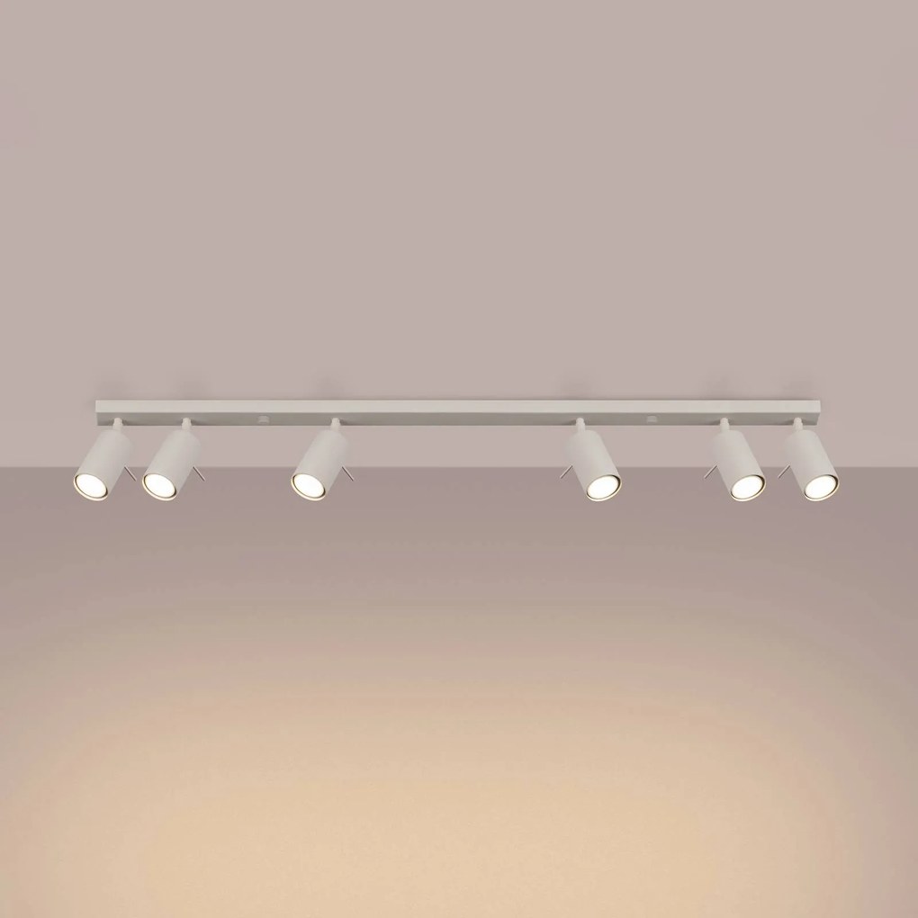 SOLLUX LIGHTING Faretto da soffitto ad anello, beige, lunghezza 117 cm, acciaio, a 6 luci.