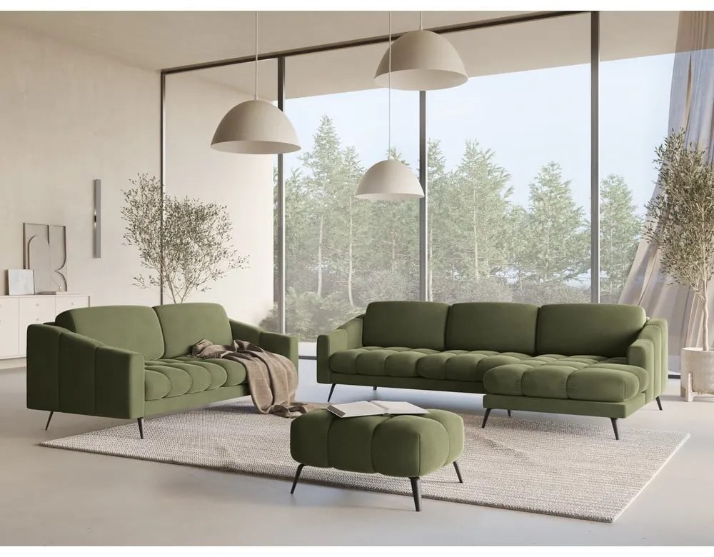 Divano verde con rivestimento in velluto 202 cm Nalu – Makamii