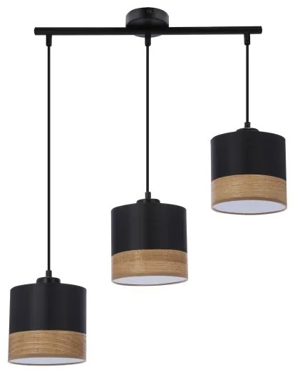 Lampadario a sospensione con filo PORTO 3xE27/60W/230V nero/marrone