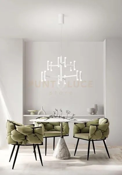 Sospensione in metallo e alluminio bianco opaco candles led 68w 30...
