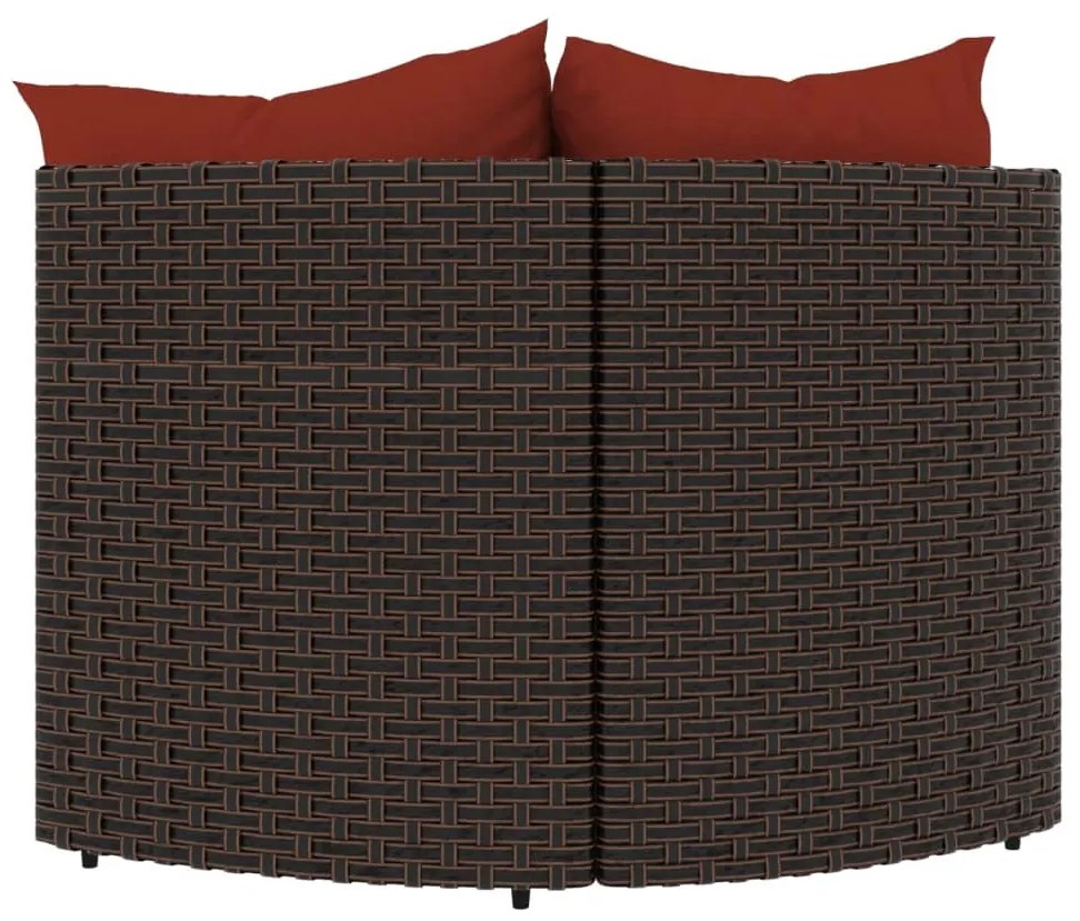 Divani angolari da giardino con cuscini 2pz polyrattan marrone