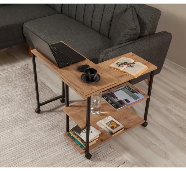 Tavolino MELIN 63x70 cm marrone/nero