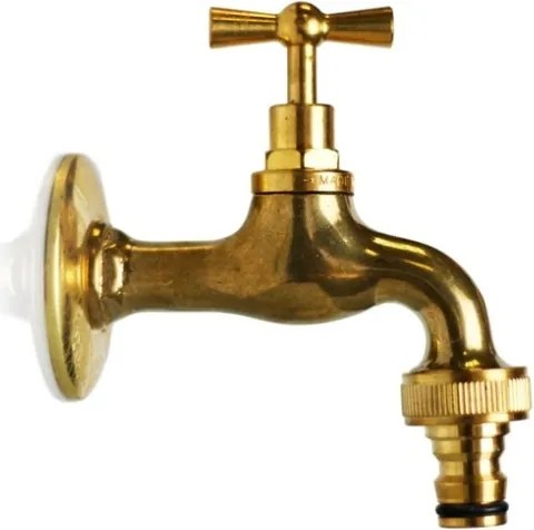 Rubinetto In Ottone Bronzato 1/2" Per Fontane E Bacinelle Con Portagomma