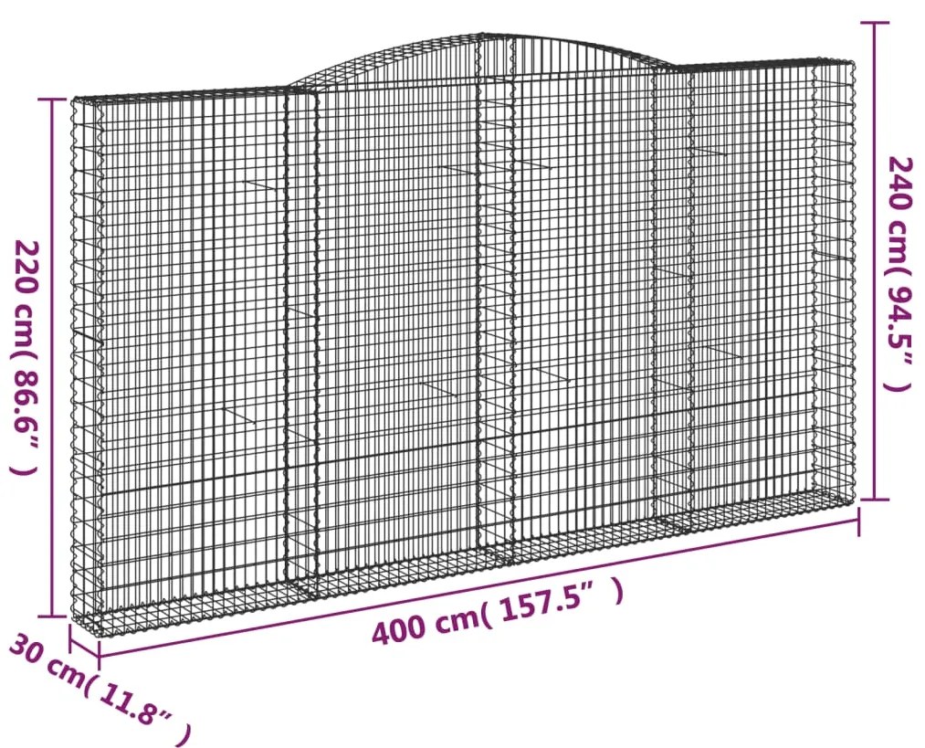 Cesti Gabbioni ad Arco 3 pz 400x30x220/240 cm Ferro Zincato