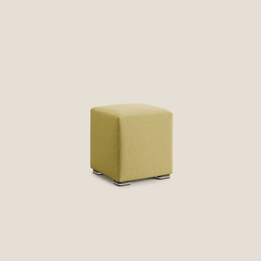 Cube pouf in tessuto morbido smacchiabile T05 giallo