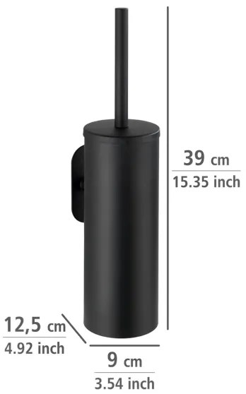 WENKO 24289100-WC spazzola per WC TURBO-LOC OREA NERO 9x39,5 cm acciaio inox/nero