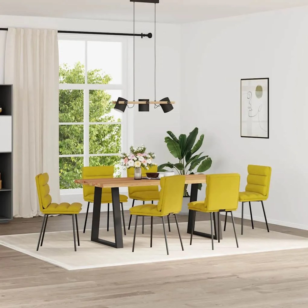 Sedie Da Pranzo 6 Pz Gialle İn Velluto /