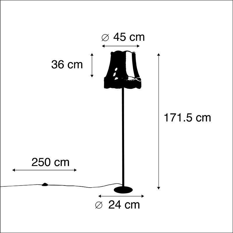 Lampada da terra retrò nera con paralume oro a forma di Granny 45 cm - Simplo