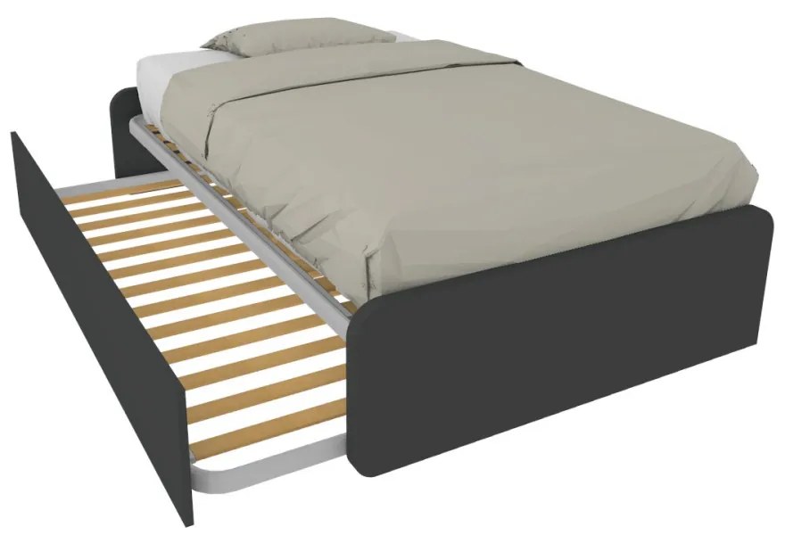 864R - Letto cameretta 120x190 1piazza e mezzo con secondo letto estraibile e testate personalizzabili.Reti incluse